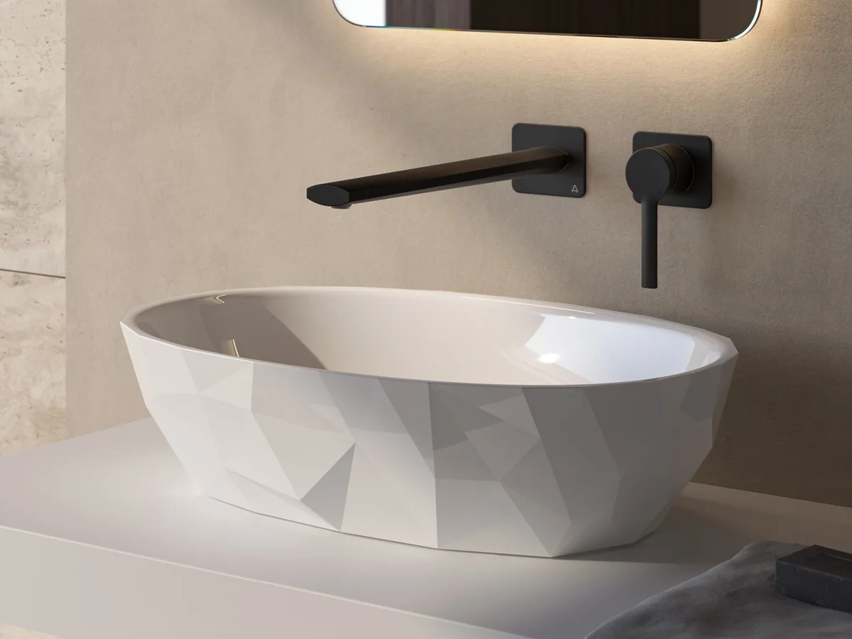 Sculptural white Adamsez Geo basin